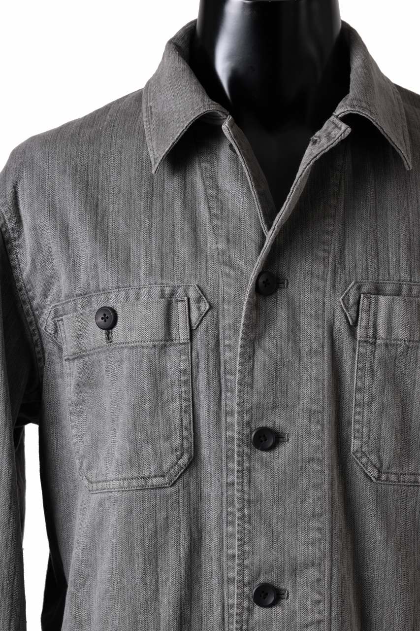 sus-sous germany work jacket / cotton linen herringbone (sumi) - Image 11
