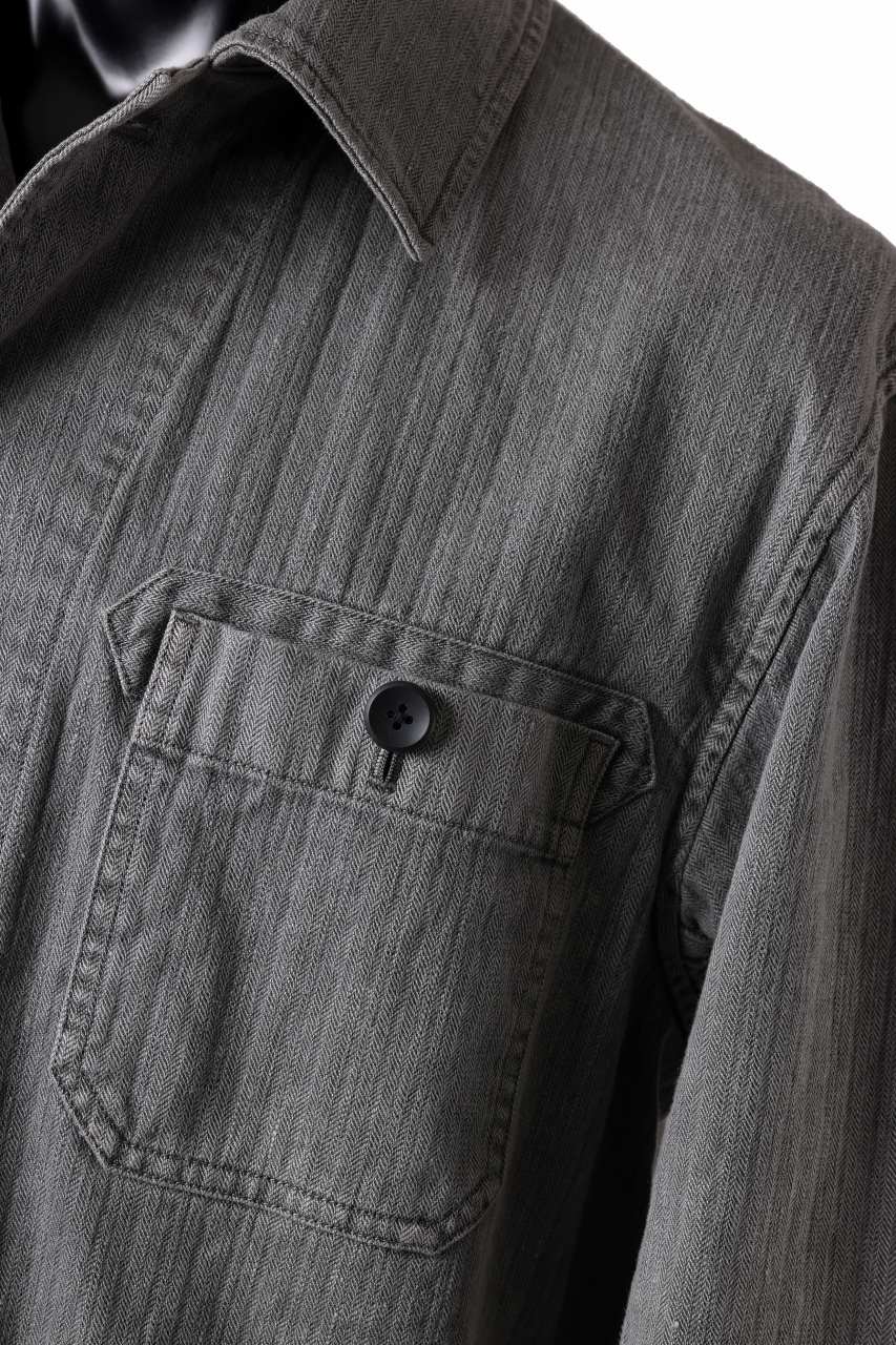 sus-sous germany work jacket / cotton linen herringbone (sumi) - Image 12