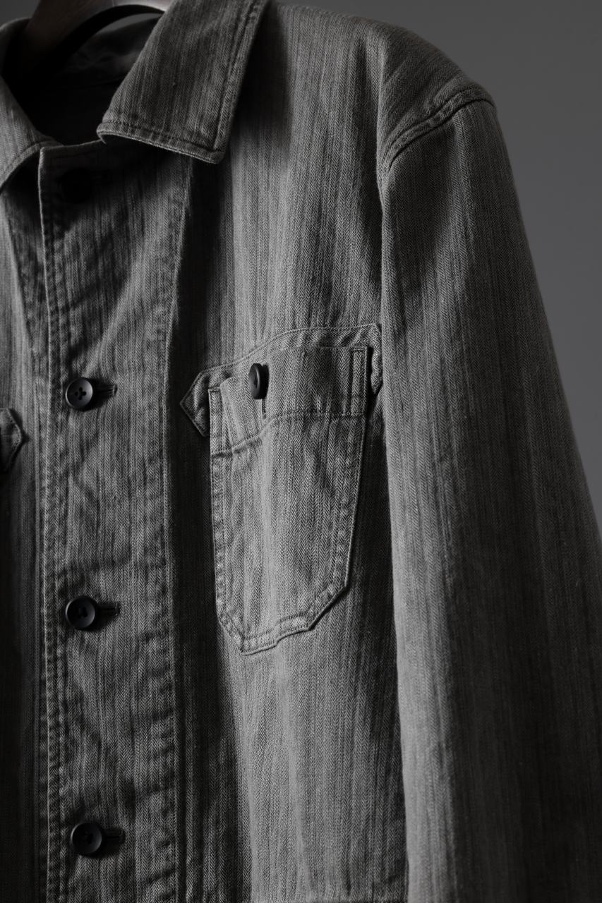 sus-sous germany work jacket / cotton linen herringbone (sumi) - Image 18