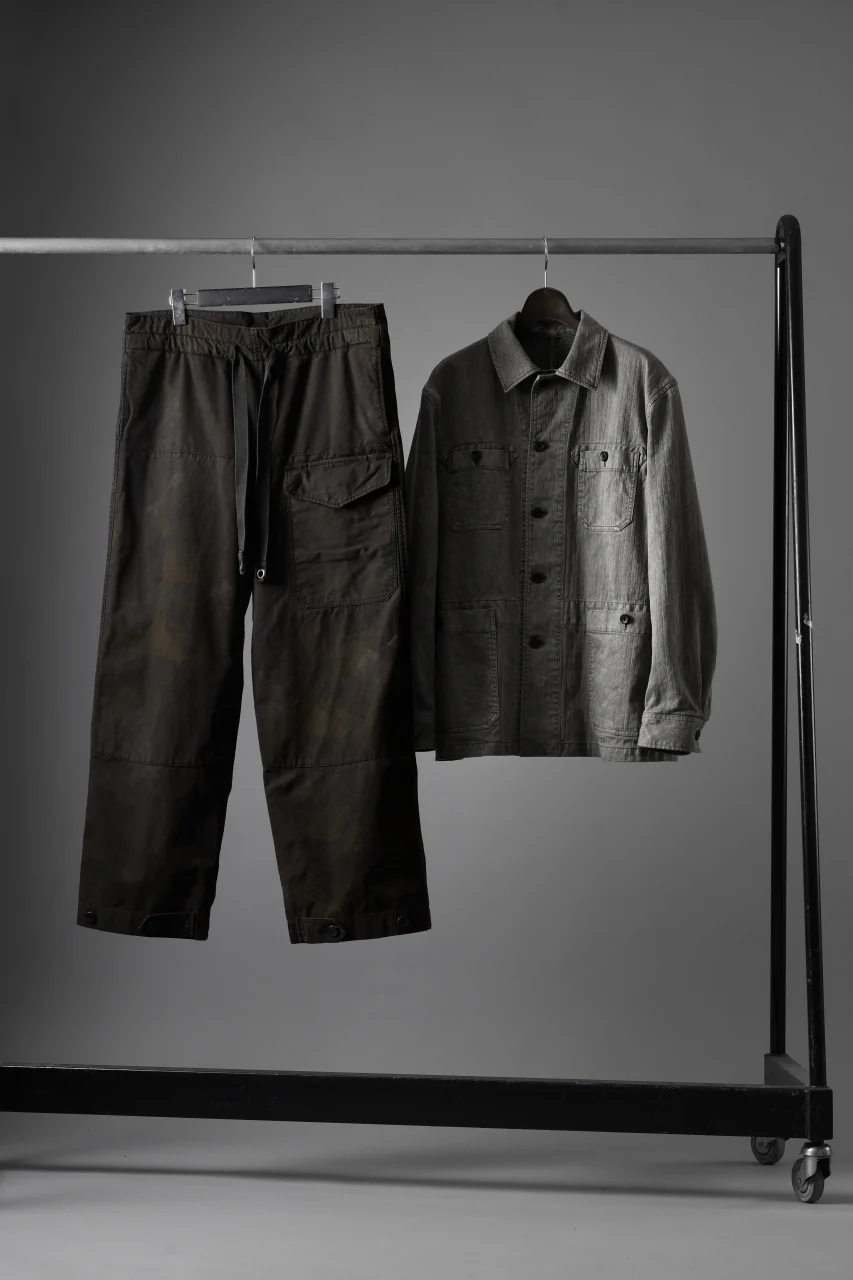 sus-sous germany work jacket / cotton linen herringbone (sumi) - Image 22