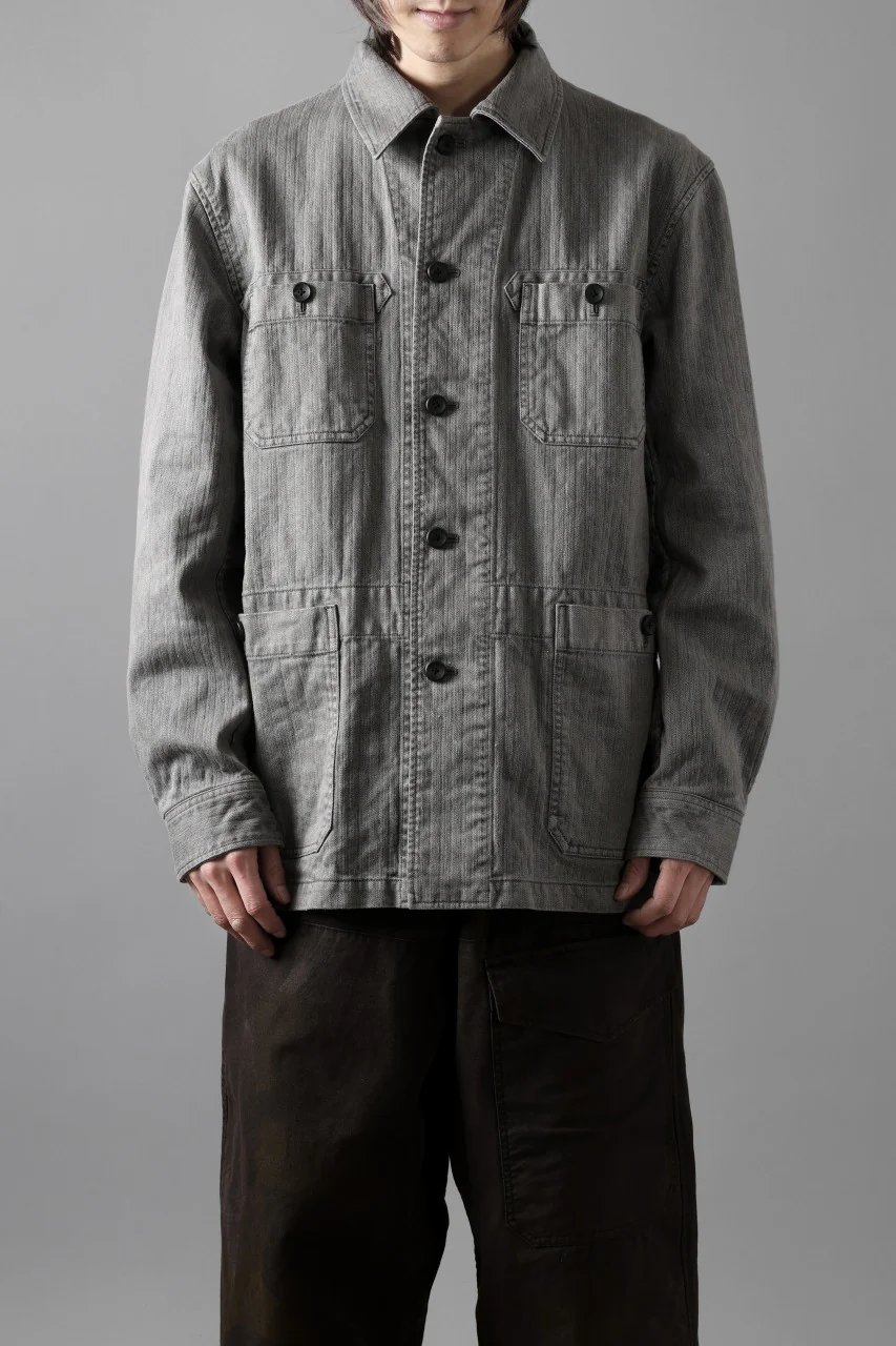 sus-sous germany work jacket / cotton linen herringbone (sumi) - Image 23