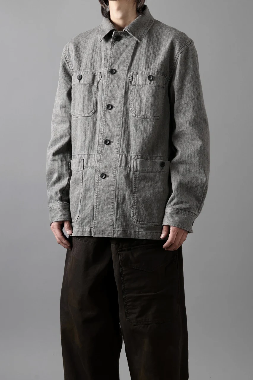 sus-sous germany work jacket / cotton linen herringbone (sumi) - Image 24