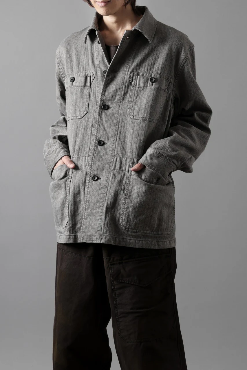 sus-sous germany work jacket / cotton linen herringbone (sumi) - Image 25