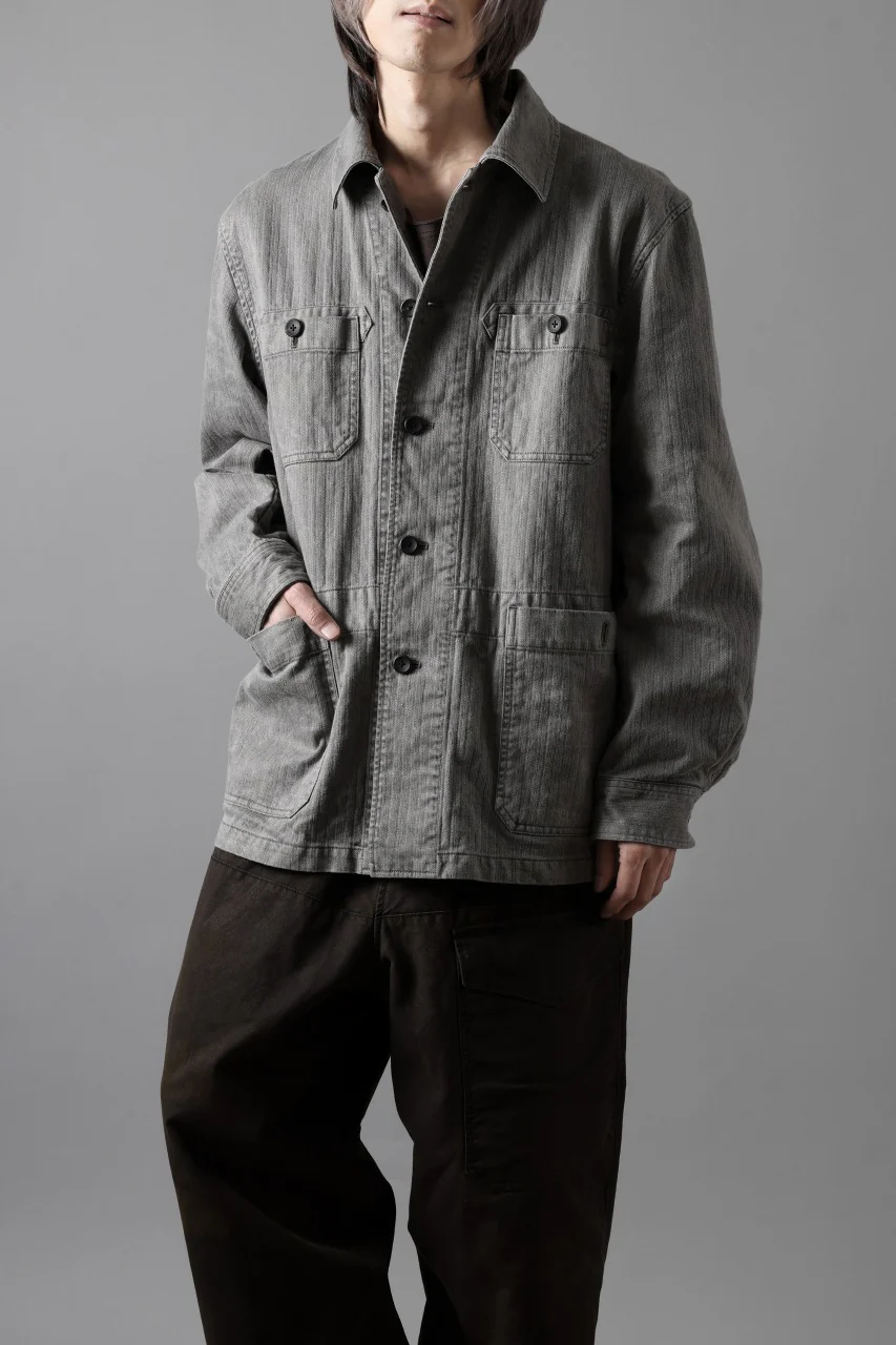 sus-sous germany work jacket / cotton linen herringbone (sumi) - Image 26