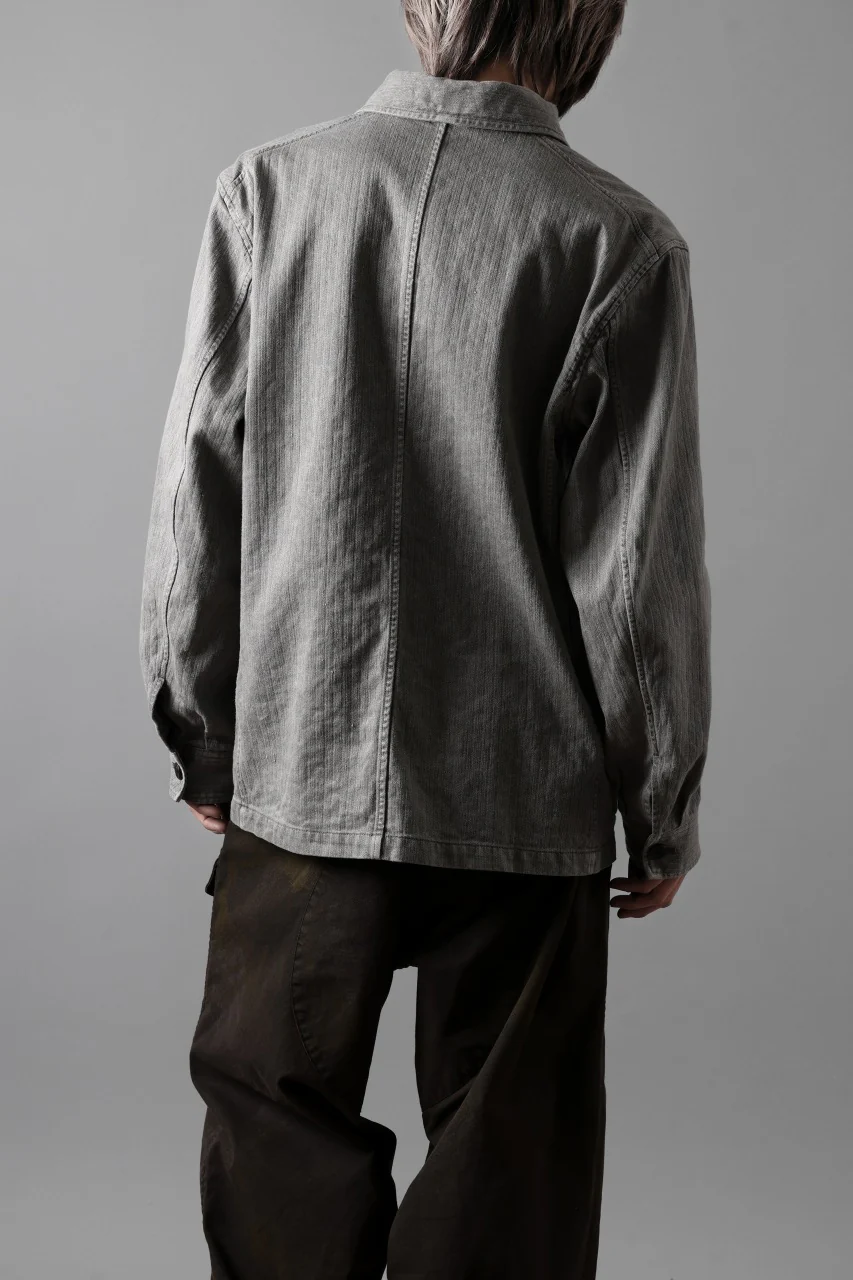 sus-sous germany work jacket / cotton linen herringbone (sumi) - Image 27