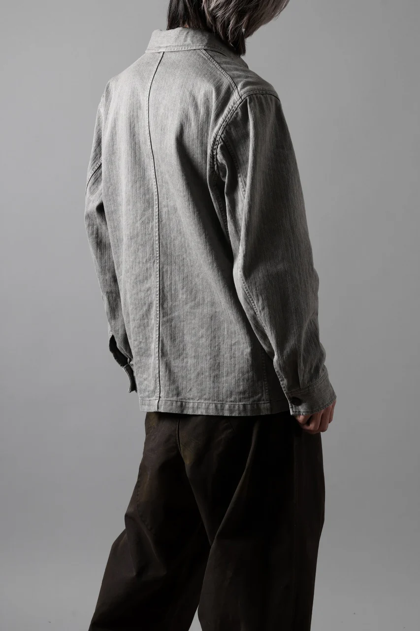 sus-sous germany work jacket / cotton linen herringbone (sumi) - Image 28