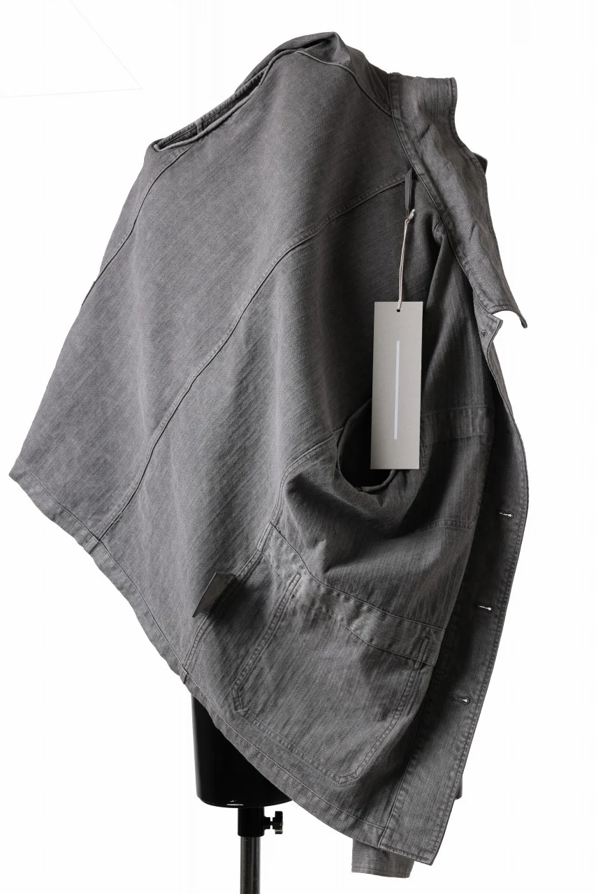 sus-sous germany work jacket / cotton linen herringbone (sumi) - Image 6