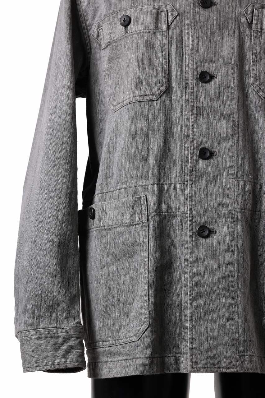 sus-sous germany work jacket / cotton linen herringbone (sumi) - Image 8