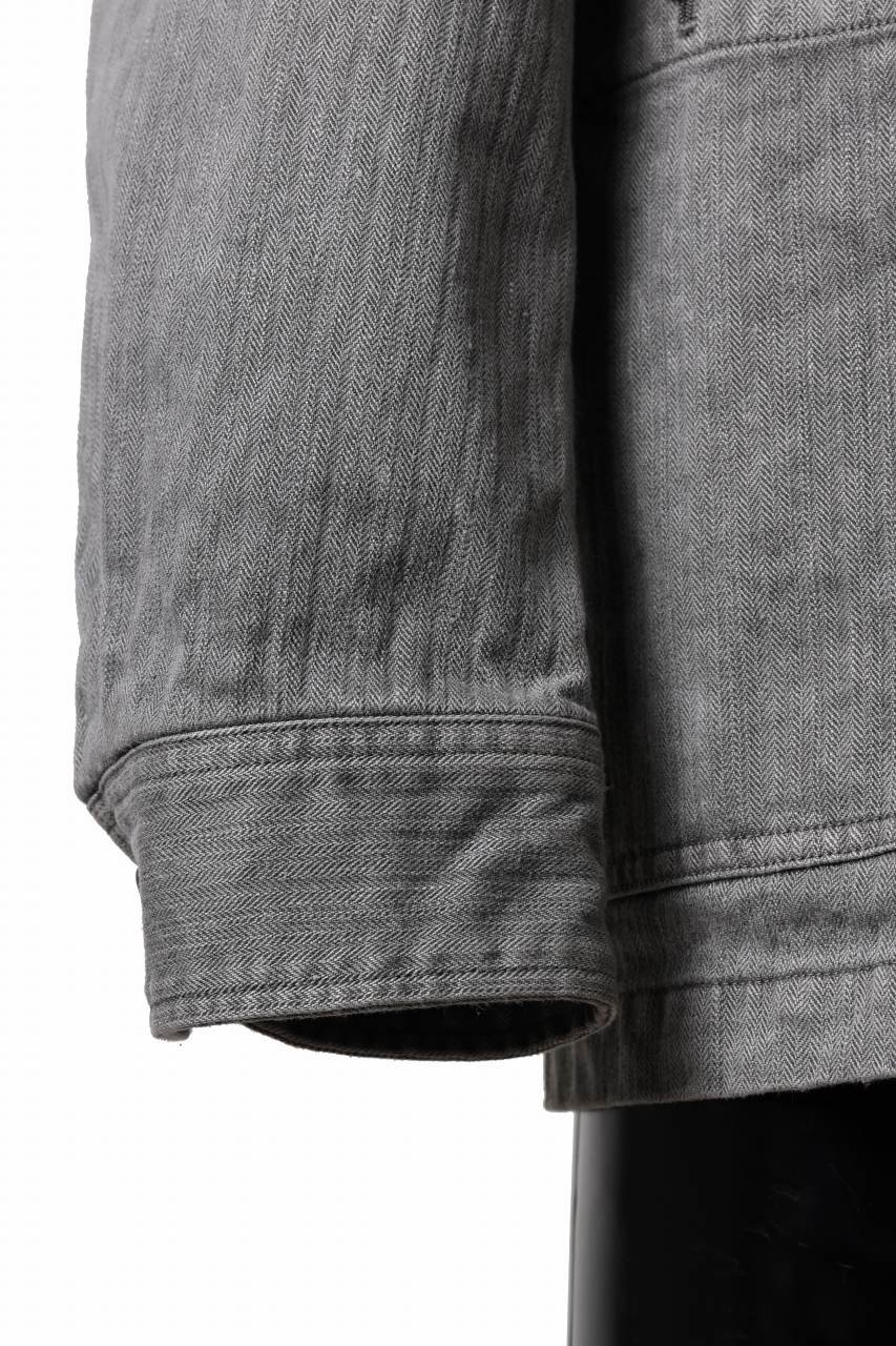 sus-sous germany work jacket / cotton linen herringbone (sumi) - Image 9
