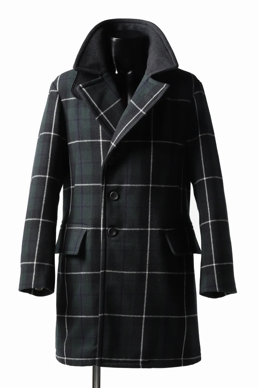 sus-sous great coat / wool cashmere twill (BLACK WATCH)