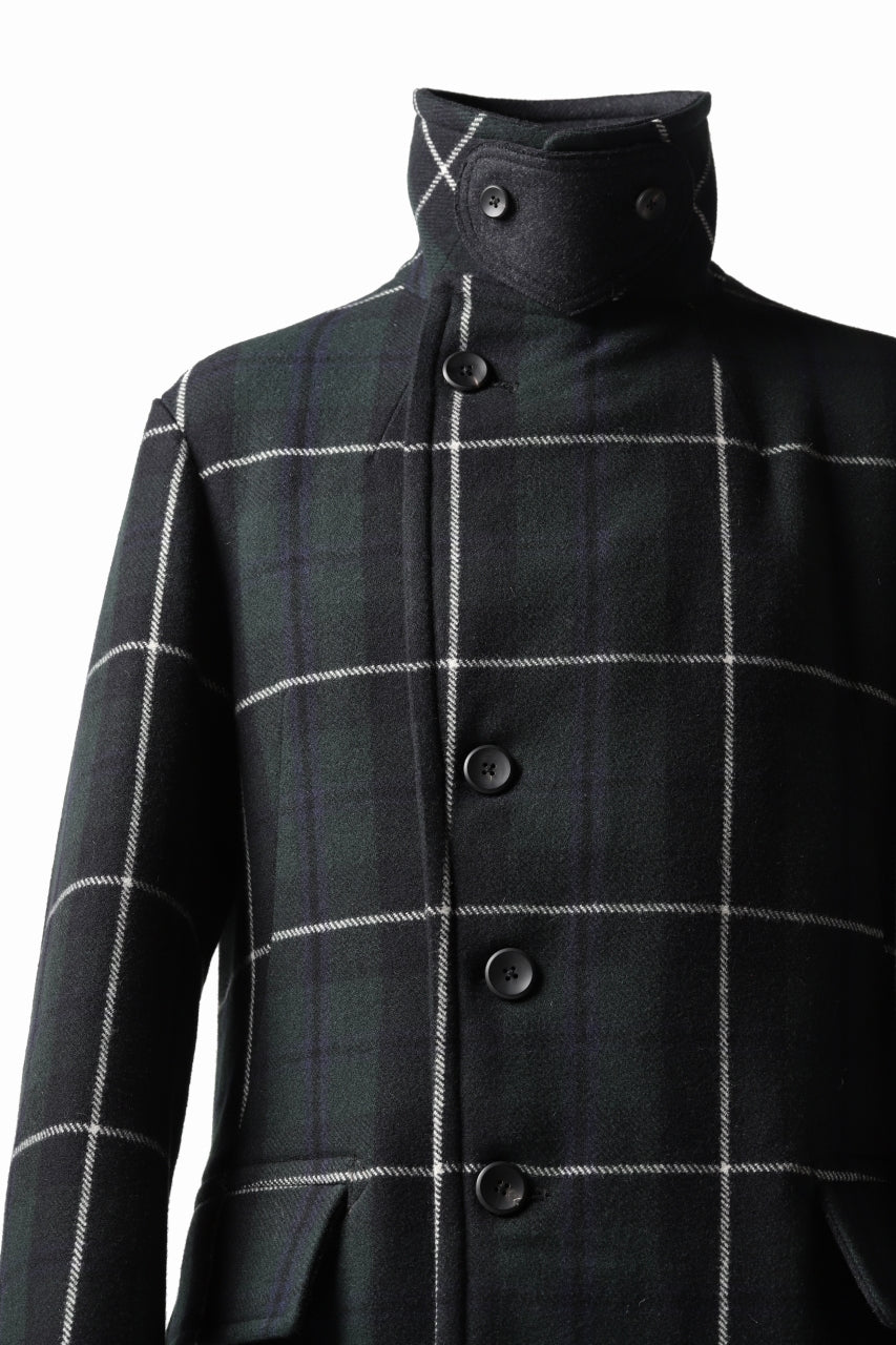 sus-sous great coat / wool cashmere twill (BLACK WATCH) - Image 14