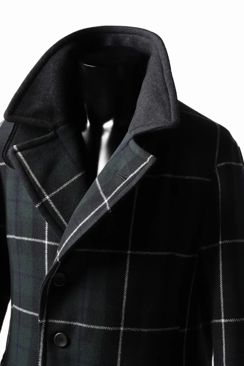 sus-sous great coat / wool cashmere twill (BLACK WATCH) - Image 15