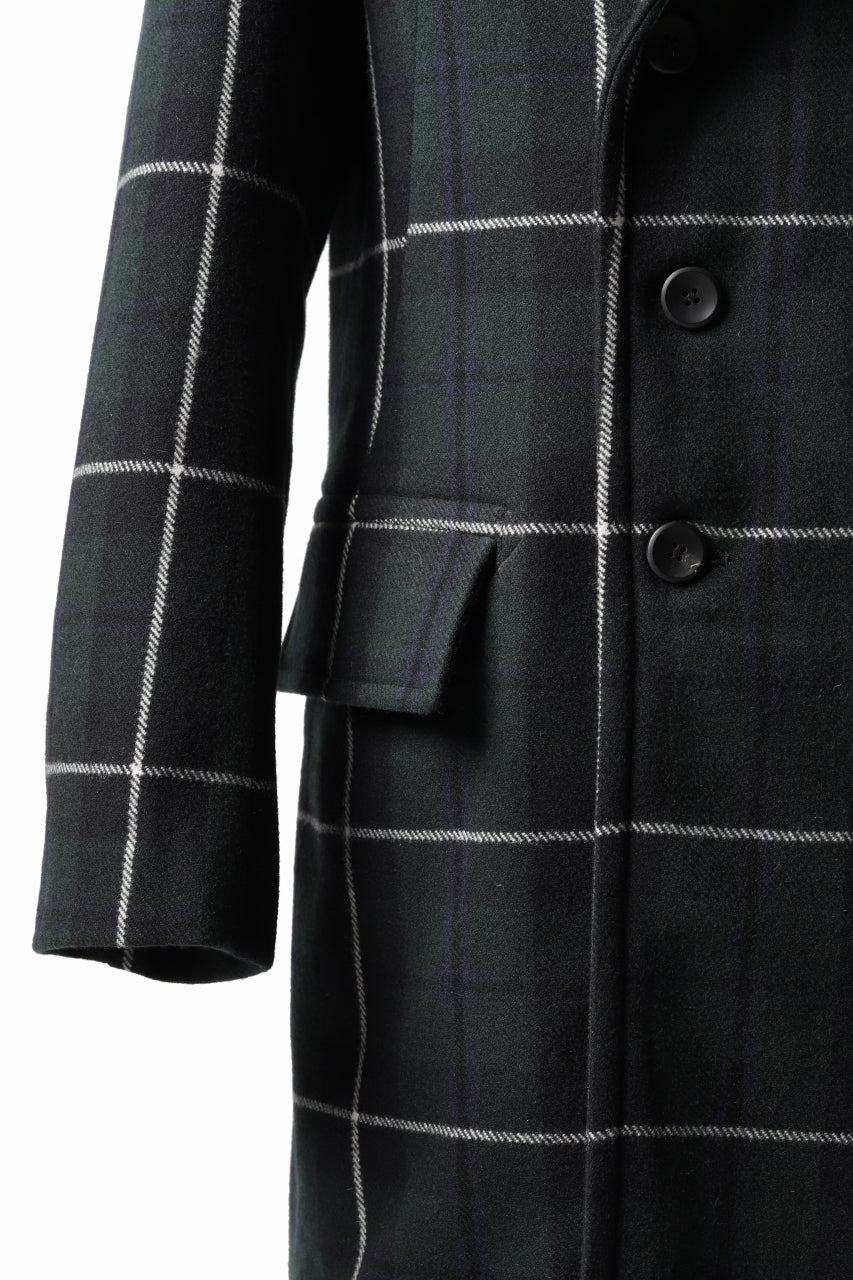 sus-sous great coat / wool cashmere twill (BLACK WATCH) - Image 21