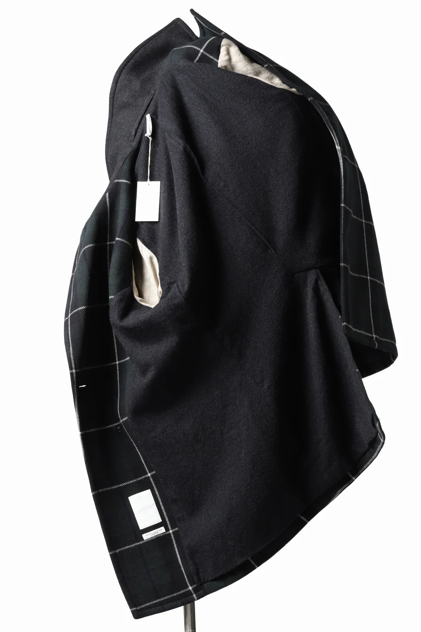 sus-sous great coat / wool cashmere twill (BLACK WATCH) - Image 30