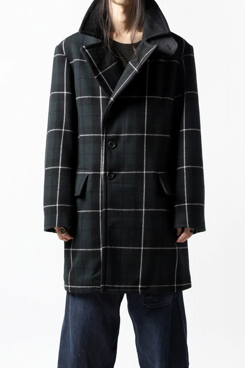 sus-sous great coat / wool cashmere twill (BLACK WATCH) - Image 32