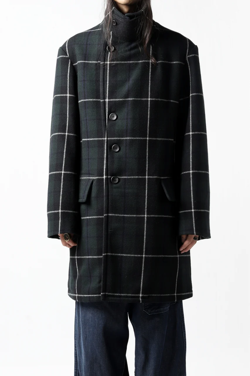 sus-sous great coat / wool cashmere twill (BLACK WATCH) - Image 36