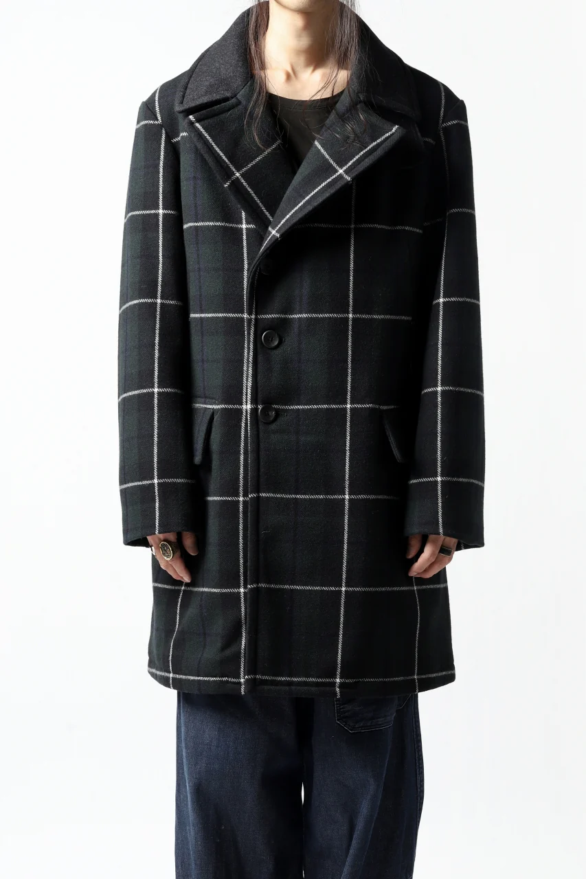 sus-sous great coat / wool cashmere twill (BLACK WATCH) - Image 41