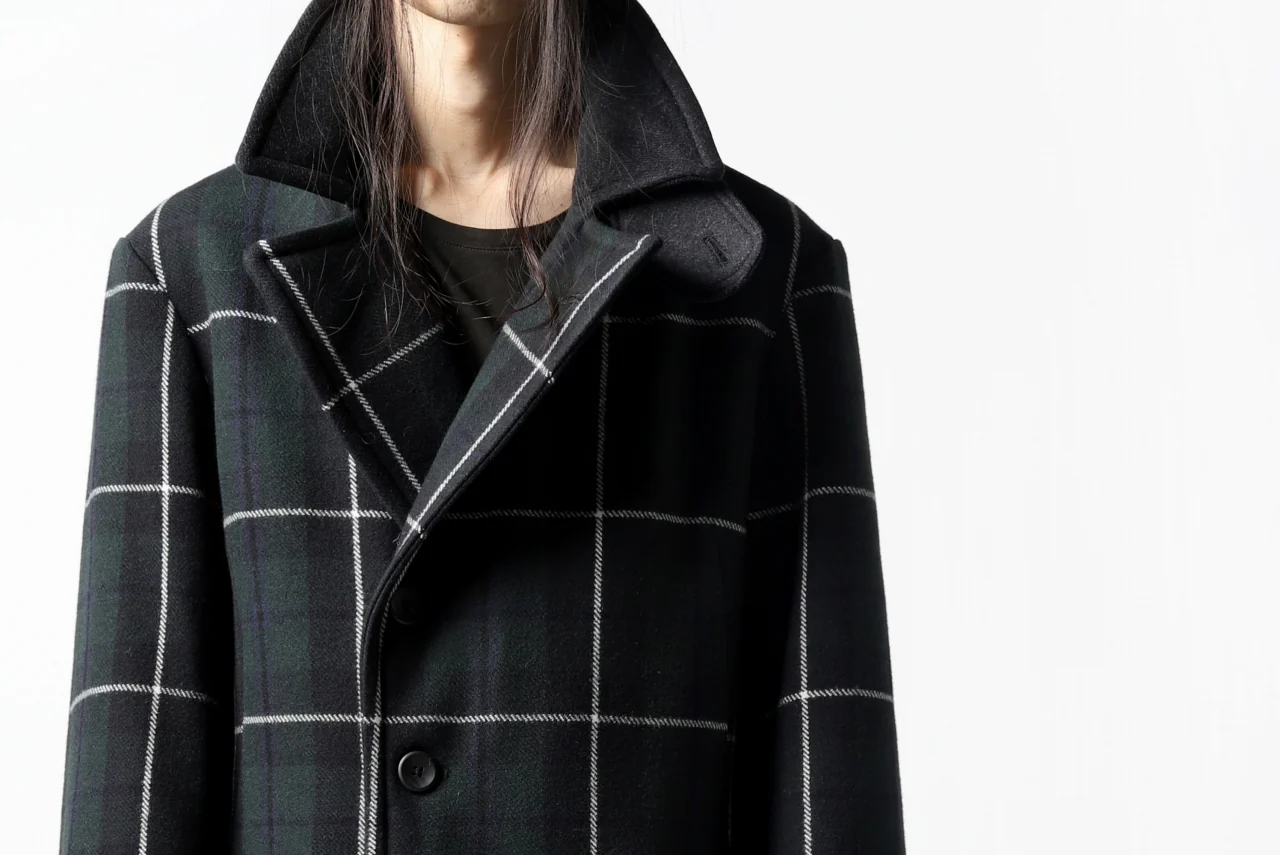 sus-sous great coat / wool cashmere twill (BLACK WATCH) - Image 51