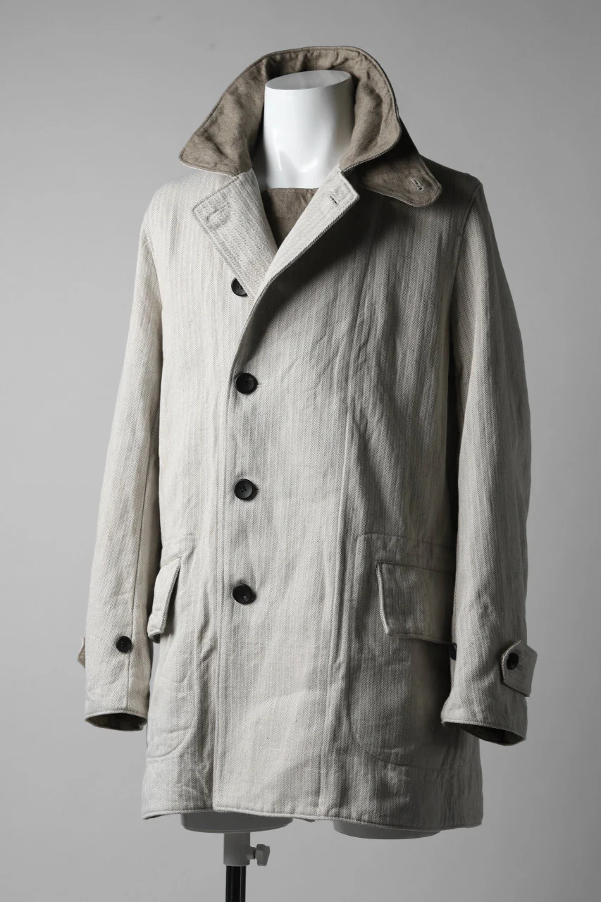 sus-sous motor cycle middle coat / C43L57 herringborn washer (NATURAL) - Image 2