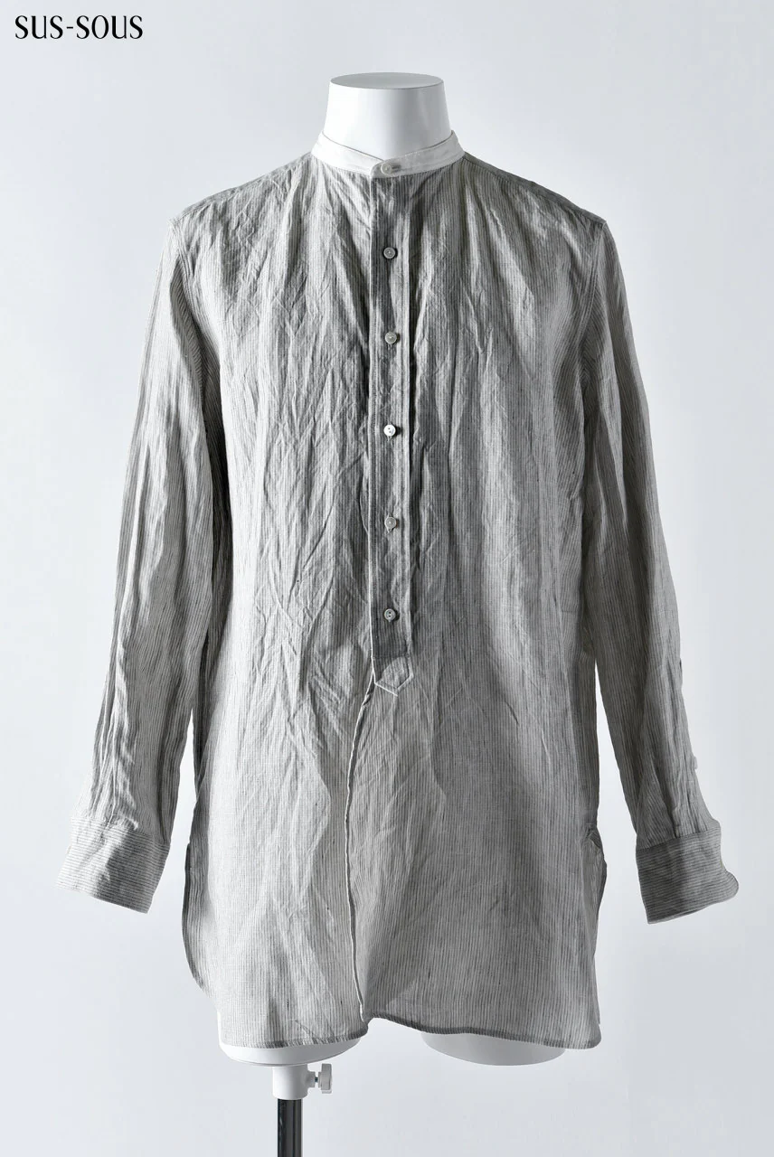 sus-sous officer shirt / LW yarndyed stripe (NATURAL×STRIPE)