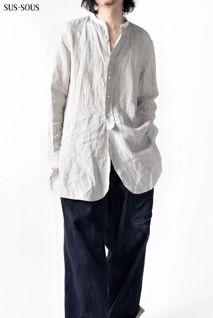 sus-sous officer shirt / LW yarndyed stripe (NATURAL×STRIPE) - Image 4