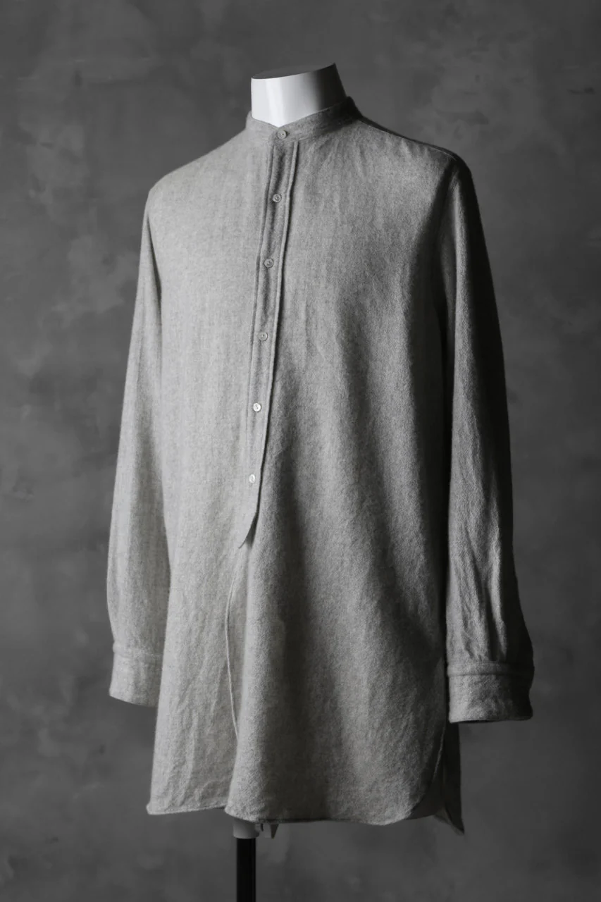 sus-sous officer shirt / Wool & Cashmere raised cloth (ICE GREY) - Image 2