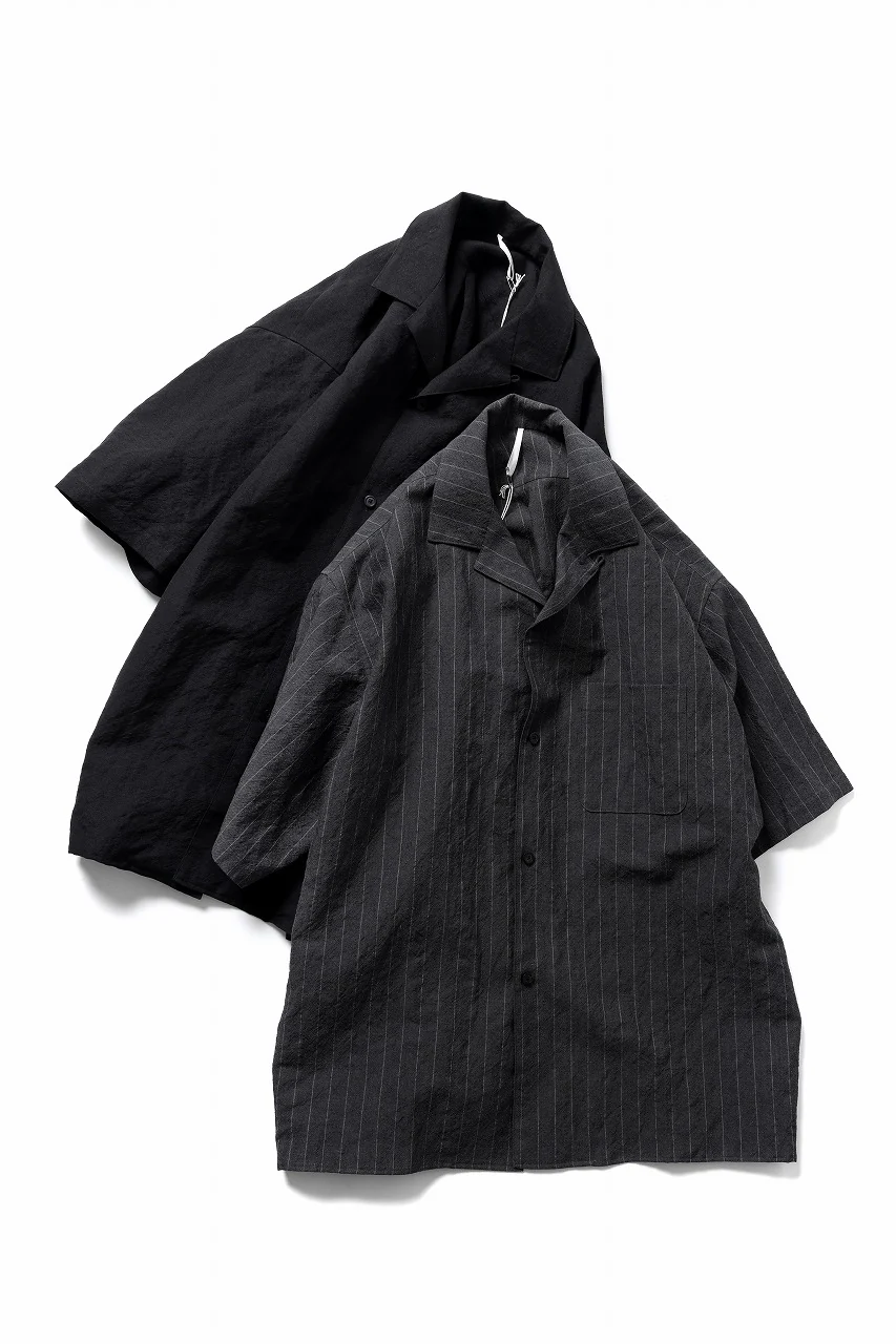 sus-sous open collar S/S shirt / L/W tumbler (BLACK) - Image 10