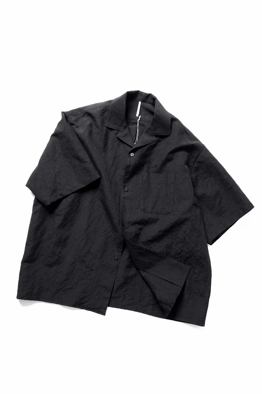 sus-sous open collar S/S shirt / L/W tumbler (BLACK) - Image 3