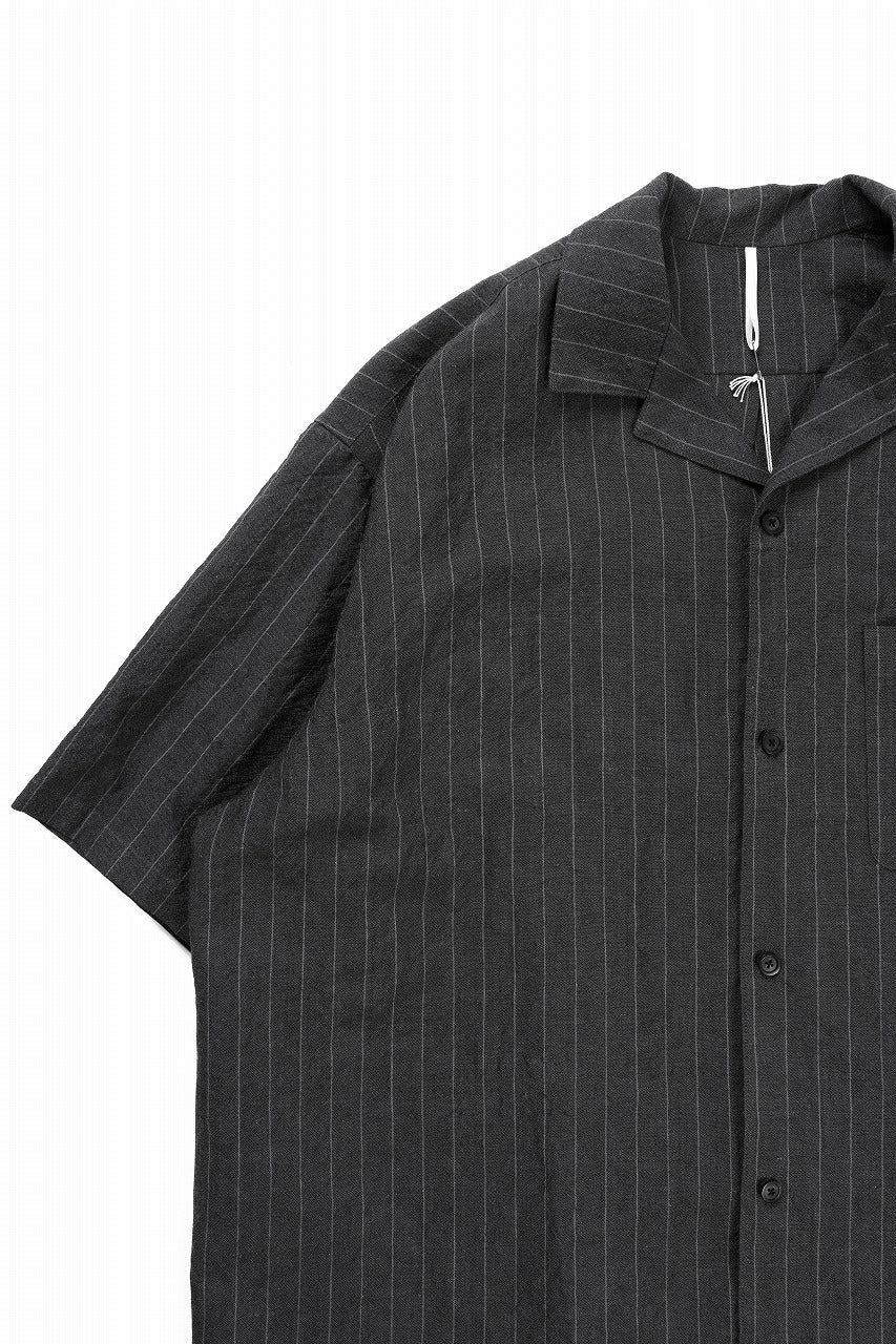sus-sous open collar S/S shirt / L/W tumbler (CHARCOAL STRIPE) - Image 4