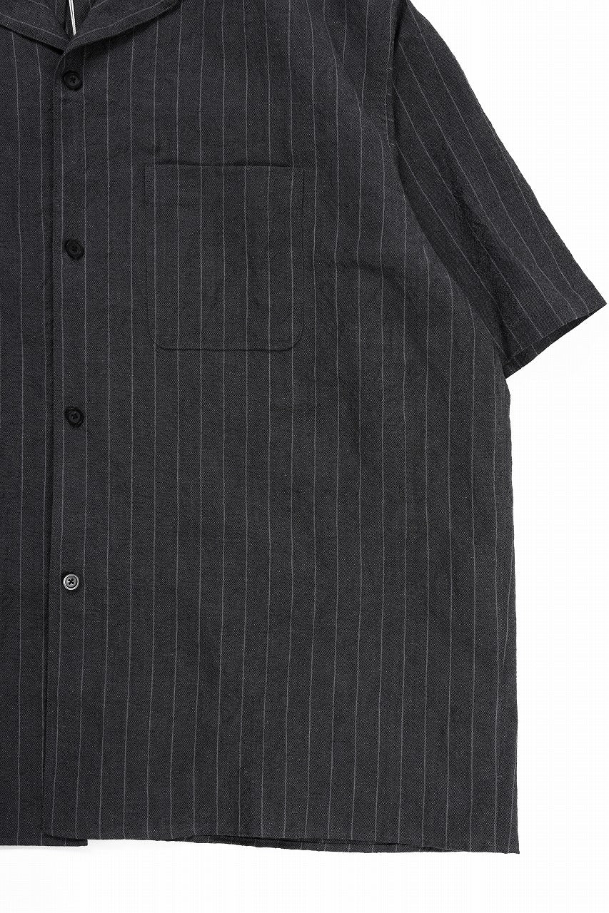 sus-sous open collar S/S shirt / L/W tumbler (CHARCOAL STRIPE) - Image 5