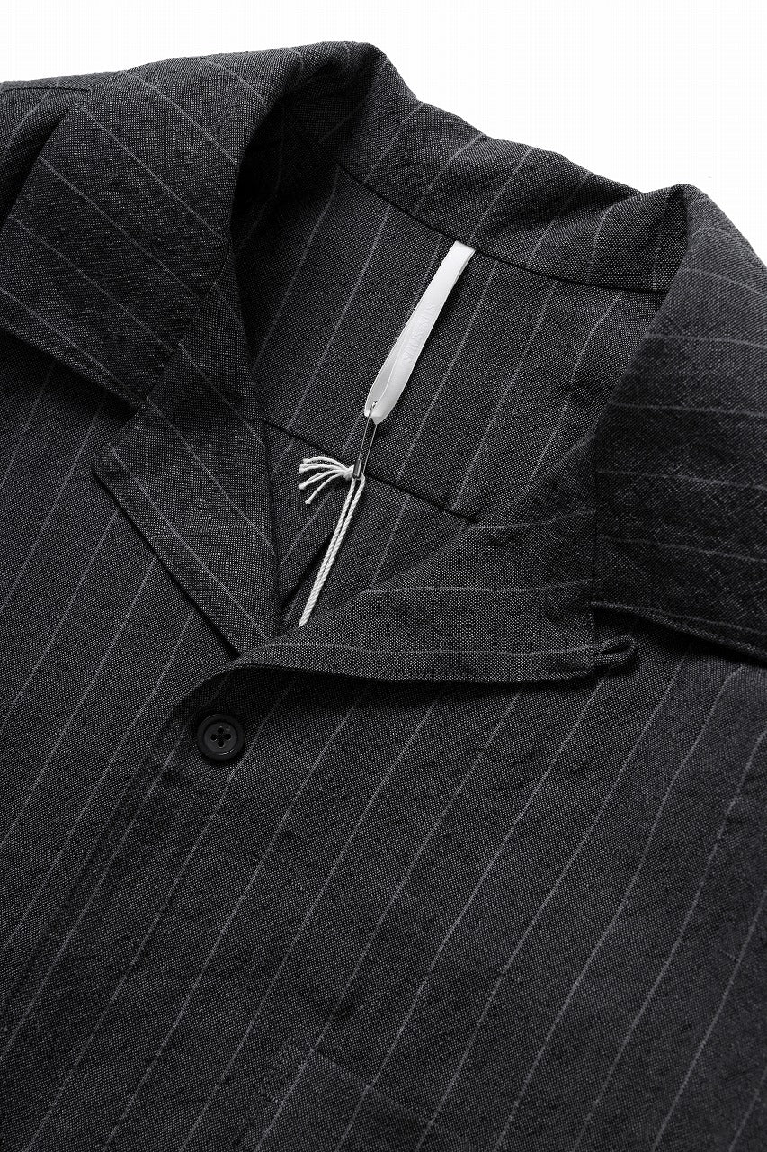 sus-sous open collar S/S shirt / L/W tumbler (CHARCOAL STRIPE) - Image 6