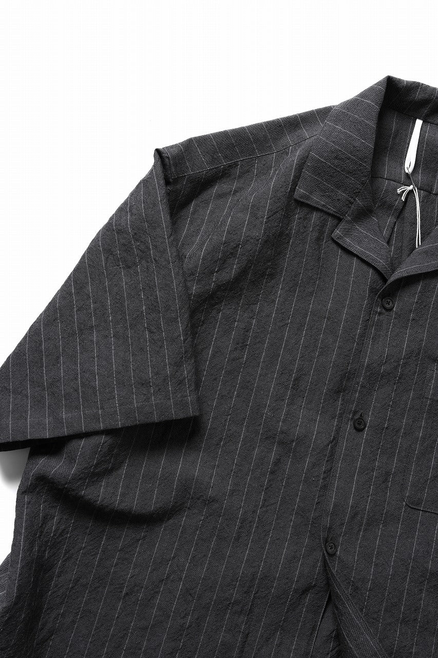 sus-sous open collar S/S shirt / L/W tumbler (CHARCOAL STRIPE) - Image 7