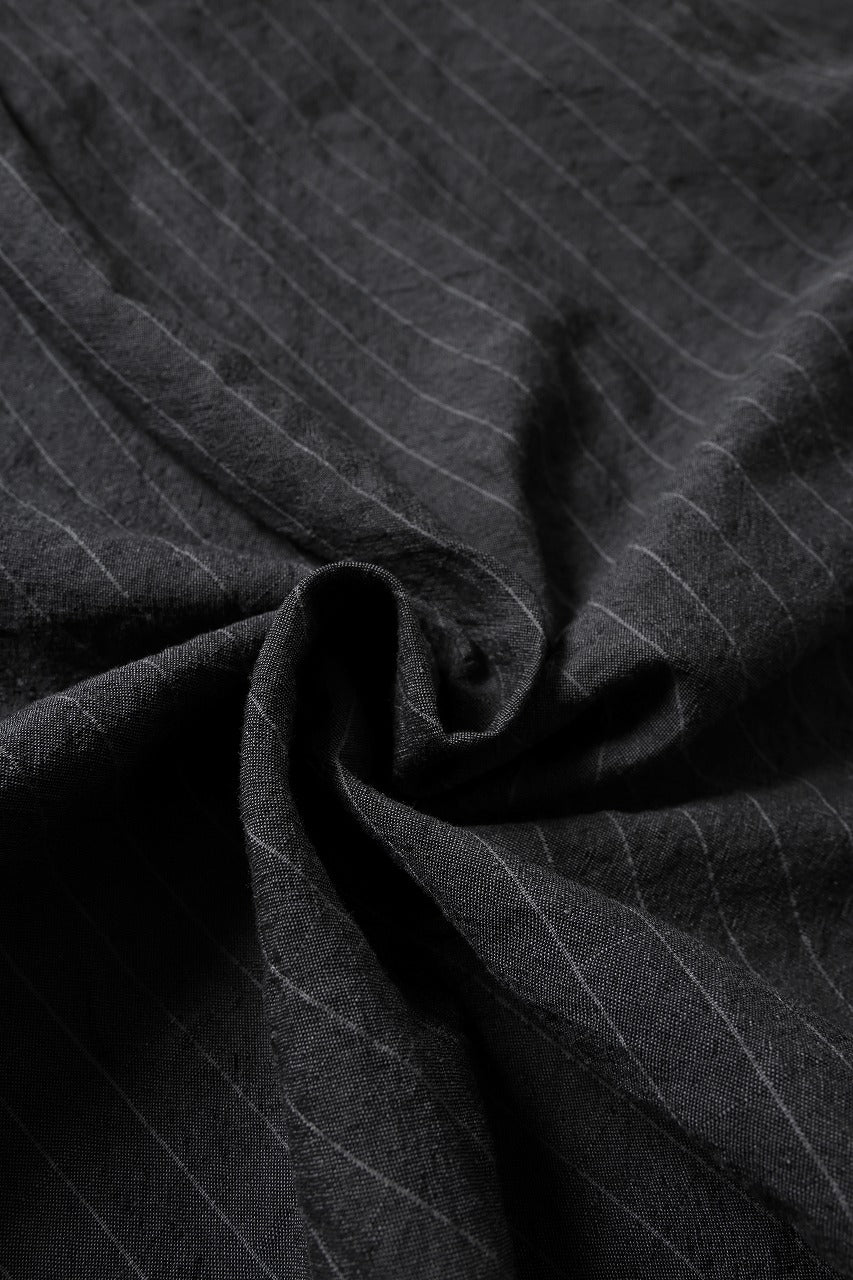 sus-sous open collar S/S shirt / L/W tumbler (CHARCOAL STRIPE) - Image 8