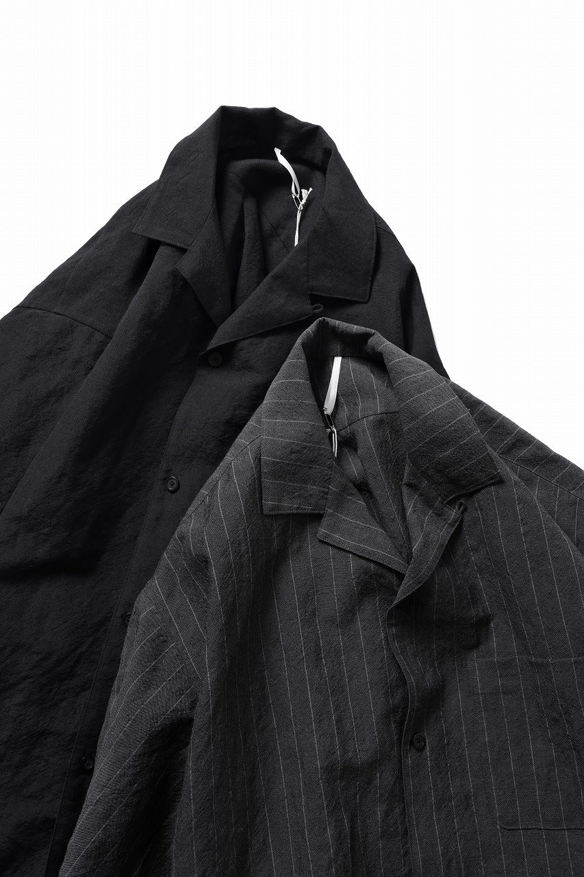 sus-sous open collar S/S shirt / L/W tumbler (CHARCOAL STRIPE) - Image 9