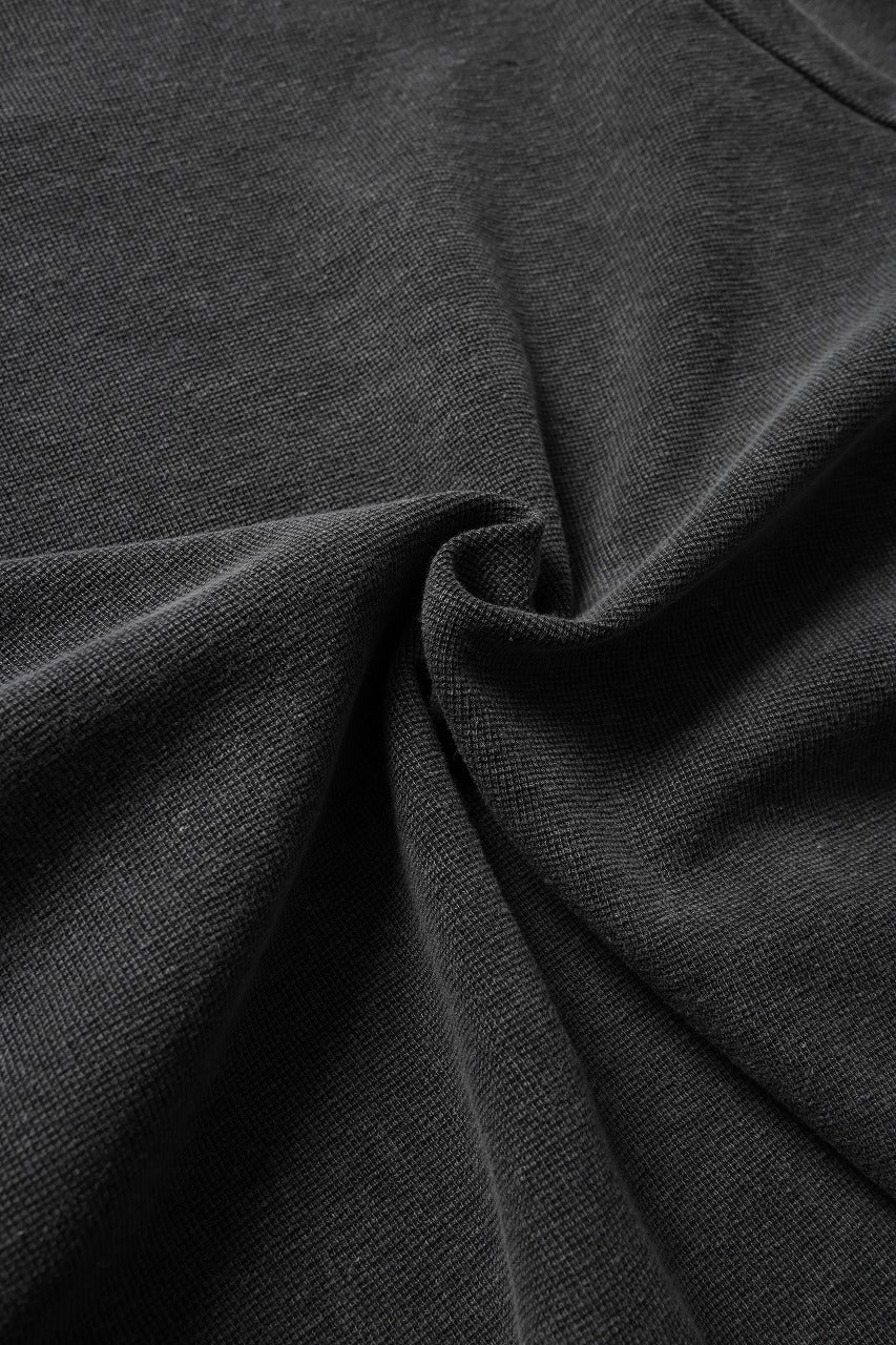 sus-sous raglan L/S tee / dyed & damaged waffle 3/4 Cotton Linen (BLACK) - Image 10