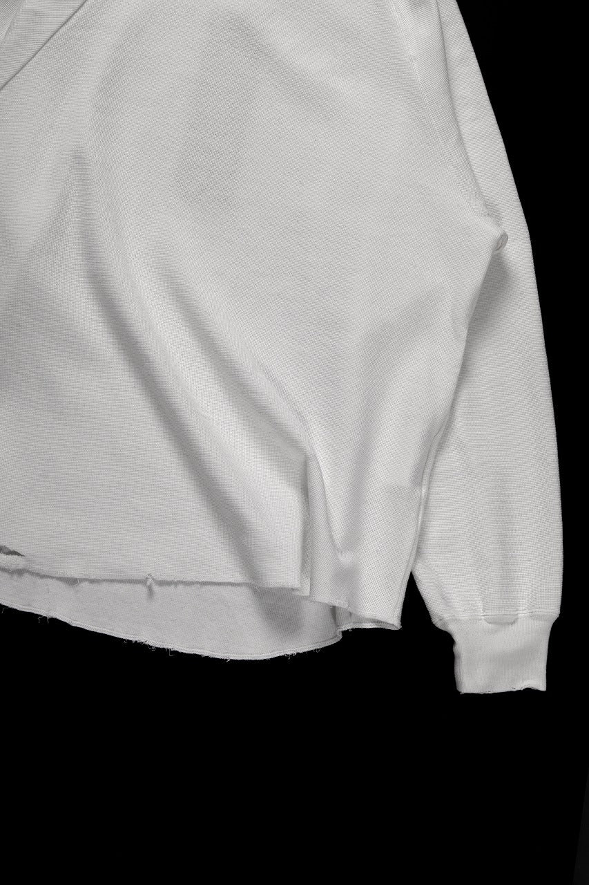 **sus-sous raglan L/S tee / dyed & damaged waffle 3/4 Cotton Linen (WHITE) - Image 11