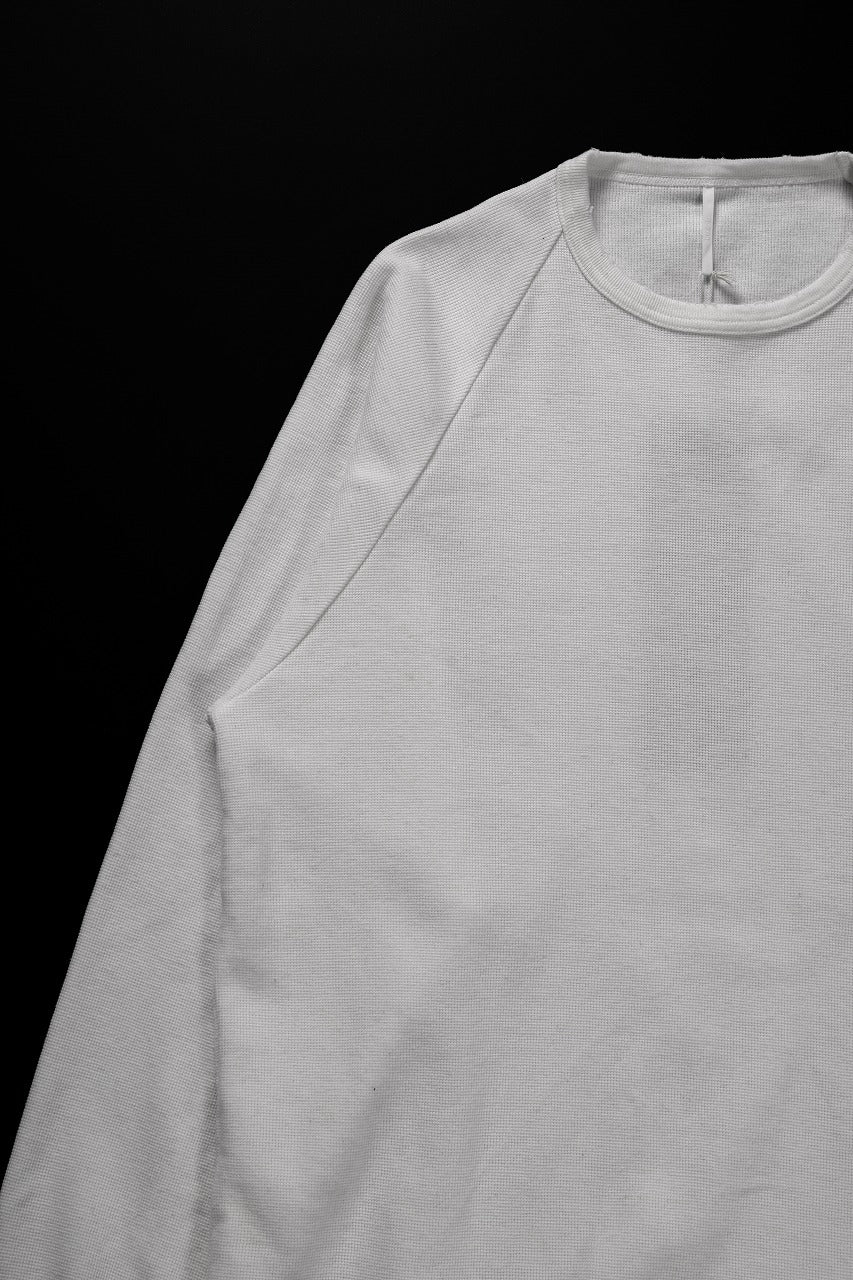 **sus-sous raglan L/S tee / dyed & damaged waffle 3/4 Cotton Linen (WHITE) - Image 5