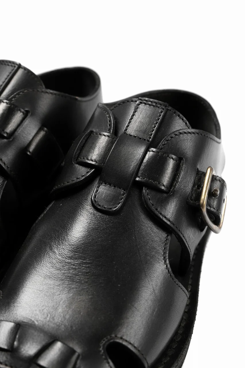 sus-sous sandal shoes / italy oiled cow leather *hand dyed (BLACK BROWN) - Image 10