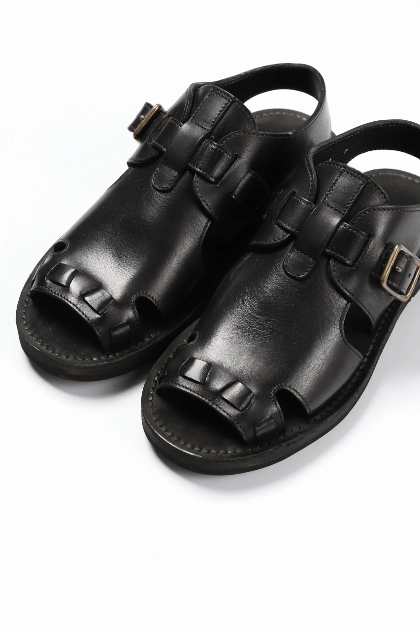 sus-sous sandal shoes / italy oiled cow leather *hand dyed (BLACK BROWN) - Image 11