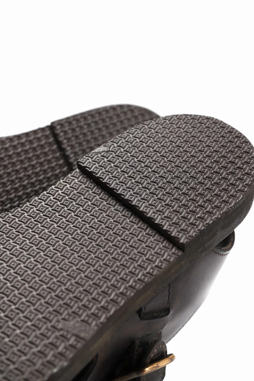 sus-sous sandal shoes / italy oiled cow leather *hand dyed (BLACK BROWN) - Image 19