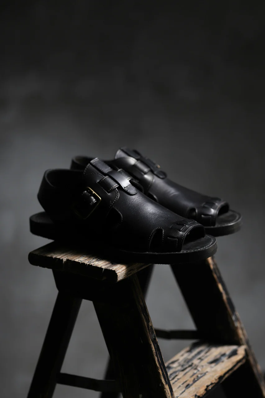 sus-sous sandal shoes / italy oiled cow leather *hand dyed (BLACK BROWN) - Image 20
