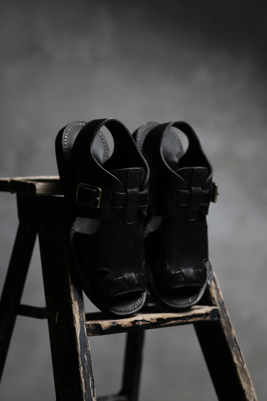 sus-sous sandal shoes / italy oiled cow leather *hand dyed (BLACK BROWN) - Image 21