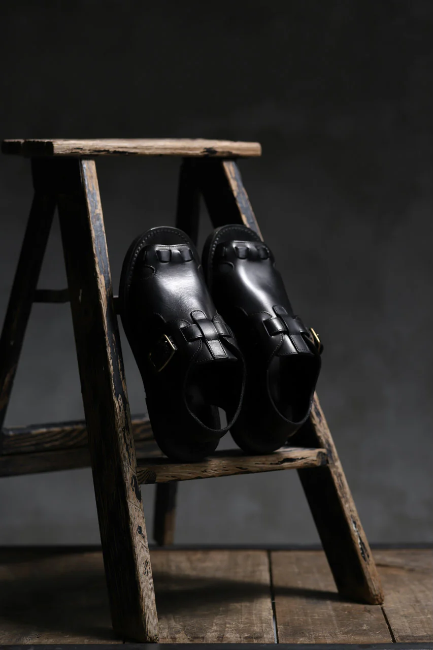 sus-sous sandal shoes / italy oiled cow leather *hand dyed (BLACK BROWN) - Image 22