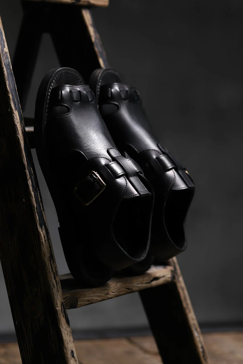 sus-sous sandal shoes / italy oiled cow leather *hand dyed (BLACK BROWN) - Image 23