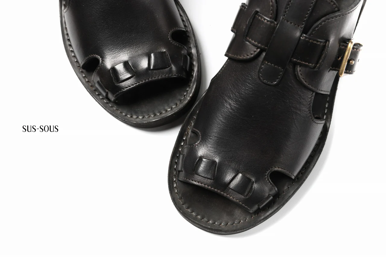 sus-sous sandal shoes / italy oiled cow leather *hand dyed (BLACK BROWN) - Image 26