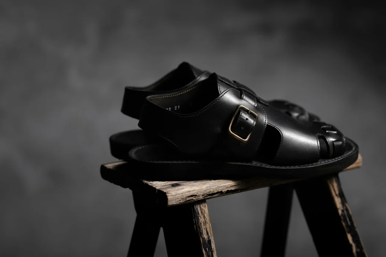 sus-sous sandal shoes / italy oiled cow leather *hand dyed (BLACK BROWN) - Image 29