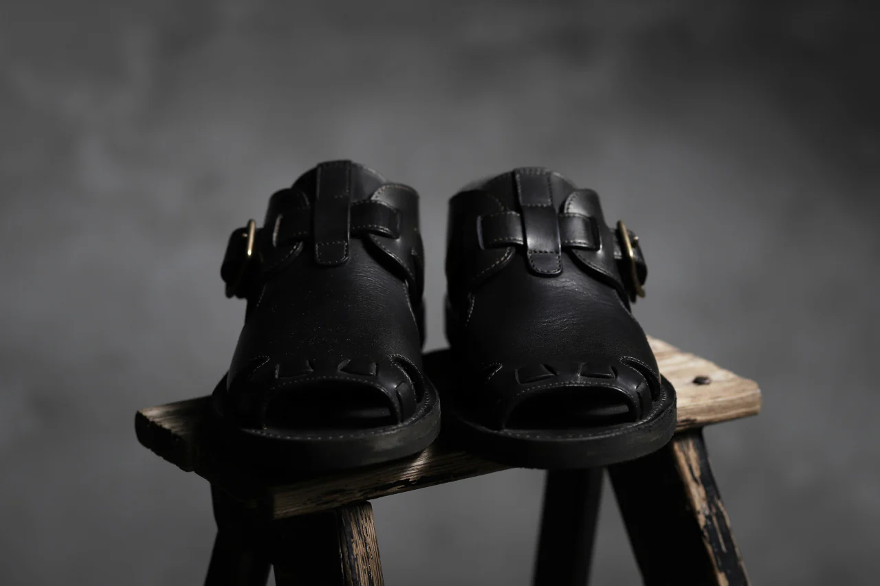 sus-sous sandal shoes / italy oiled cow leather *hand dyed (BLACK BROWN) - Image 30