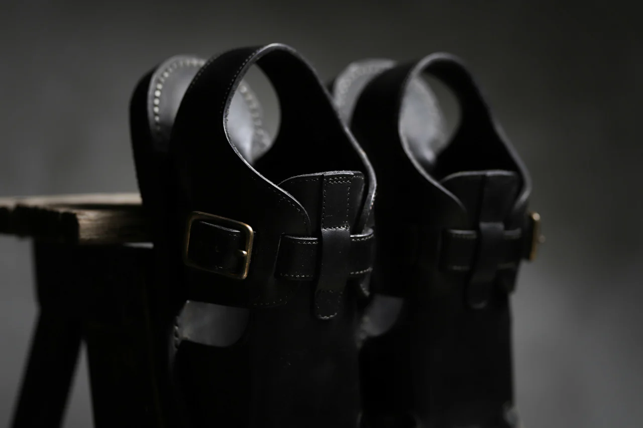 sus-sous sandal shoes / italy oiled cow leather *hand dyed (BLACK BROWN) - Image 32