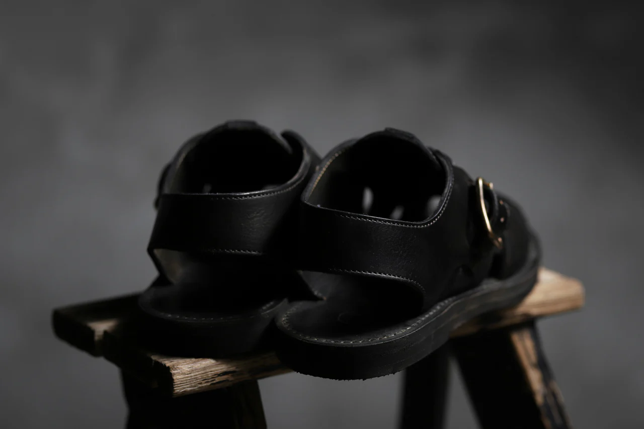 sus-sous sandal shoes / italy oiled cow leather *hand dyed (BLACK BROWN) - Image 33