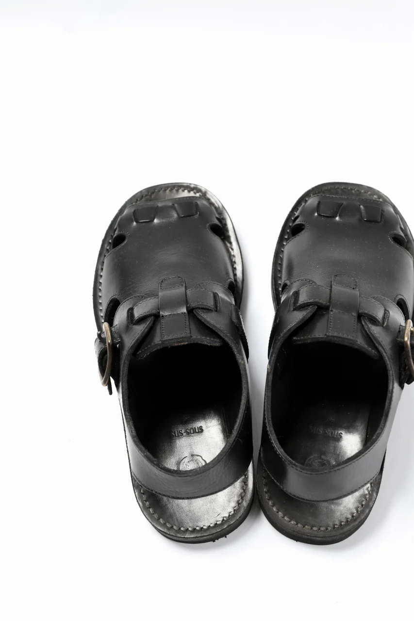 sus-sous sandal shoes / italy oiled cow leather *hand dyed (BLACK BROWN) - Image 5